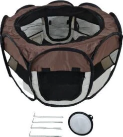 Dailyibed Opvouwbare Puppyren - Bruin - 115x115x58 Cm - Incl. Draagtas - Incl. Voederbak -Dieren Benodigdheden Winkel 1075x1200 2