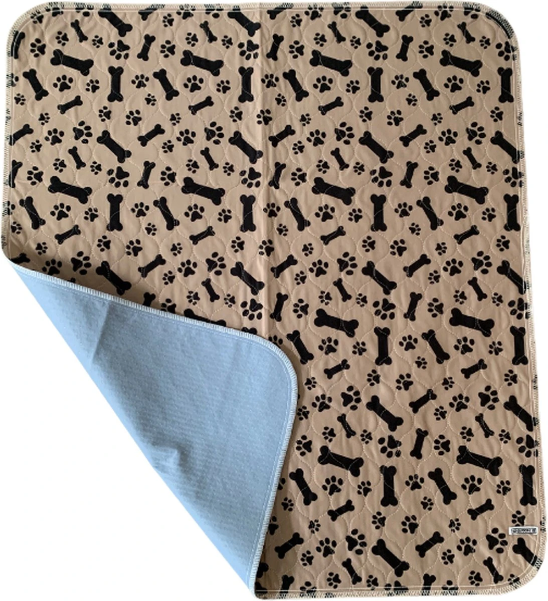 Sharon B - Puppy Training Pad - Plasmat - Beige Met Botjesprint - 80x90 Cm - Hondentoilet - Herbruikbaar - Wasbaar 4 Sharon B - Puppy Training Pad - Plasmat - Beige Met Botjesprint - 80x90 Cm - Hondentoilet - Herbruikbaar - Wasbaar - Afbeelding 2