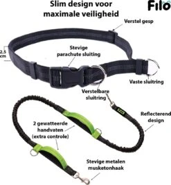 Filo Elastische Hondenriem Groot - Hardlopen En Wandelen - Hardloopriem Hond Handsfree Met Heuptasje - Looplijn Met Heupriem - Canicross Gordel Honden - Riemen - Heupgordel - Leiband -Dieren Benodigdheden Winkel 1110x1200