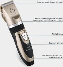 LifeGoods Hondentondeuse - Voor Katten En Honden - Complete Set - 5 Standen - Draadloos - Oplaadbaar - Goud/Zwart -Dieren Benodigdheden Winkel 1131x1200