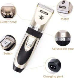 Nobleza B78 - Dieren Tondeuse Set - 4 Opzetkammen - Voor Huisdieren Katten & Honden - Draadloos -Dieren Benodigdheden Winkel 1141x1200