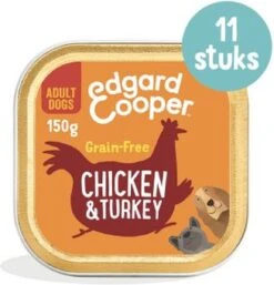 Merkloos 11x Edgard & Cooper Kuipje Vers Vlees Hondenvoer Kip - Kalkoen 150 Gr -Dieren Benodigdheden Winkel 1155x1200