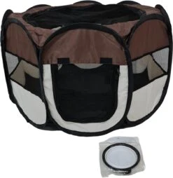 Dailyibed Opvouwbare Puppyren - Bruin - 115x115x58 Cm - Incl. Draagtas - Incl. Voederbak -Dieren Benodigdheden Winkel 1166x1200 3