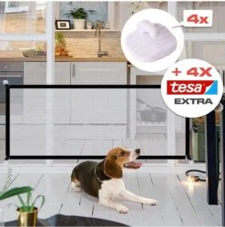 Merkloos ACE Pets – Oprolbaar Hondenrek Voor Binnen - Traphekje Hond Zonder Boren - Veiligheidshek Deurhekje - 180 X 72 Cm - Zwart -Dieren Benodigdheden Winkel 1190x1200 2