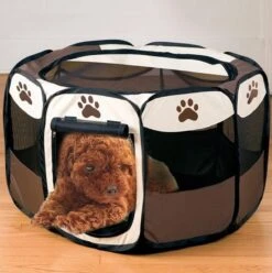 Opvouwbare Puppyren Bruin 90x90x60cm - Puppytent - Dogs&Co -Dieren Benodigdheden Winkel 1196x1200 12