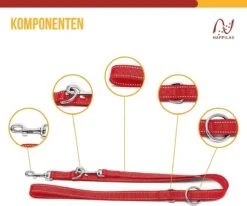 Happilax Dog Leash 2m Adjustable - Red / Reflective - 3-Step Adjustable Leash - Double Leash, Tug Leash - Geschikt Als Hondenriem Voor Grote Honden Of Als Sleepriem Voor Kleine Honden. -Dieren Benodigdheden Winkel 1200x1002 2