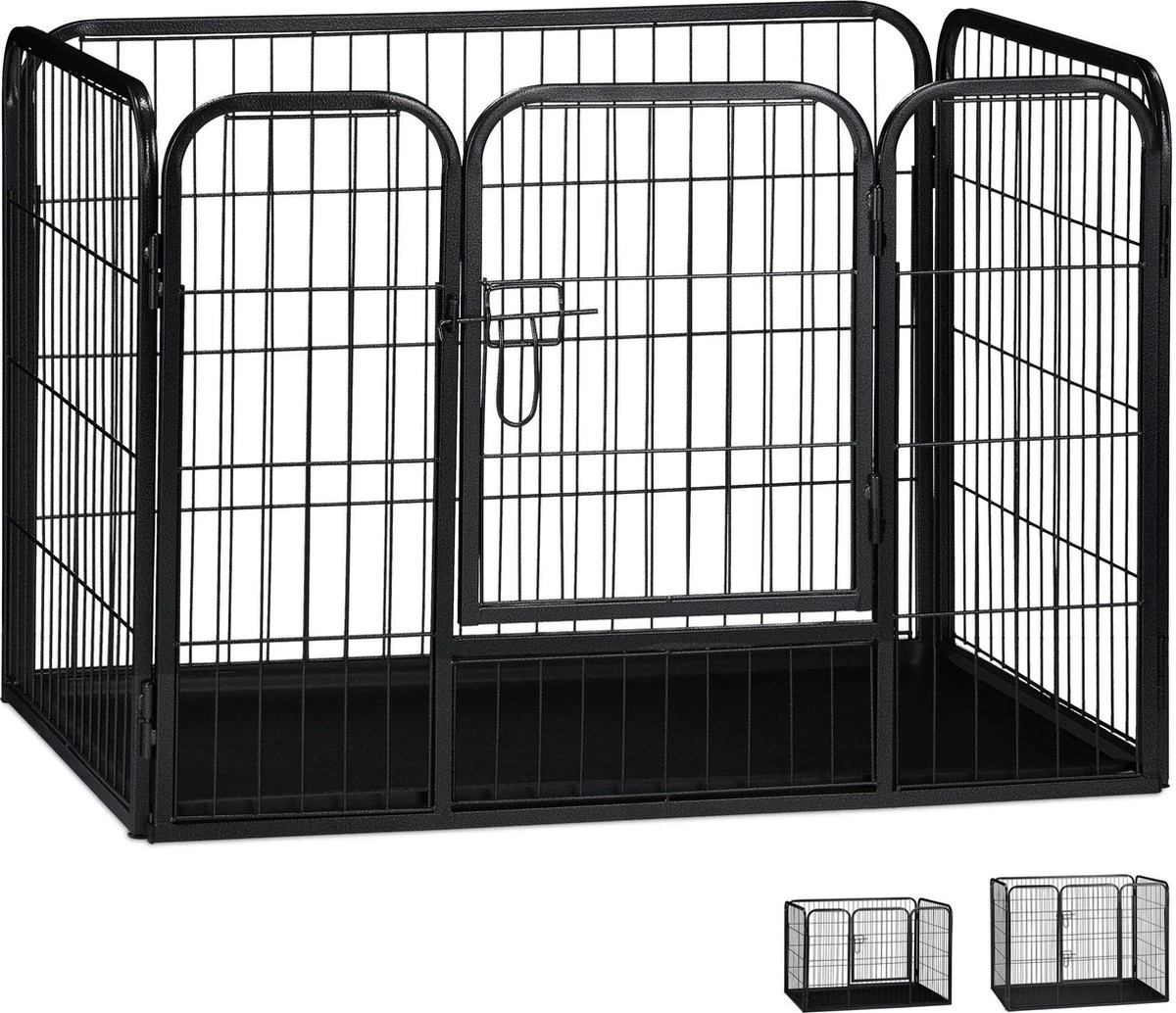 Relaxdays Puppyren - Hondenren - Puppykennel - Konijnenren - Bodem - Metaal - Div. Grootte - M 3 Relaxdays Puppyren - Hondenren - Puppykennel - Konijnenren - Bodem - Metaal - Div. Grootte - M