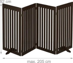 Relaxdays Veiligheidshekje Hout - 92 Cm Hoog - Kinderhek - Hondenhek - Inklapbaar - Bruin - 4 Panelen -Dieren Benodigdheden Winkel 1200x1035