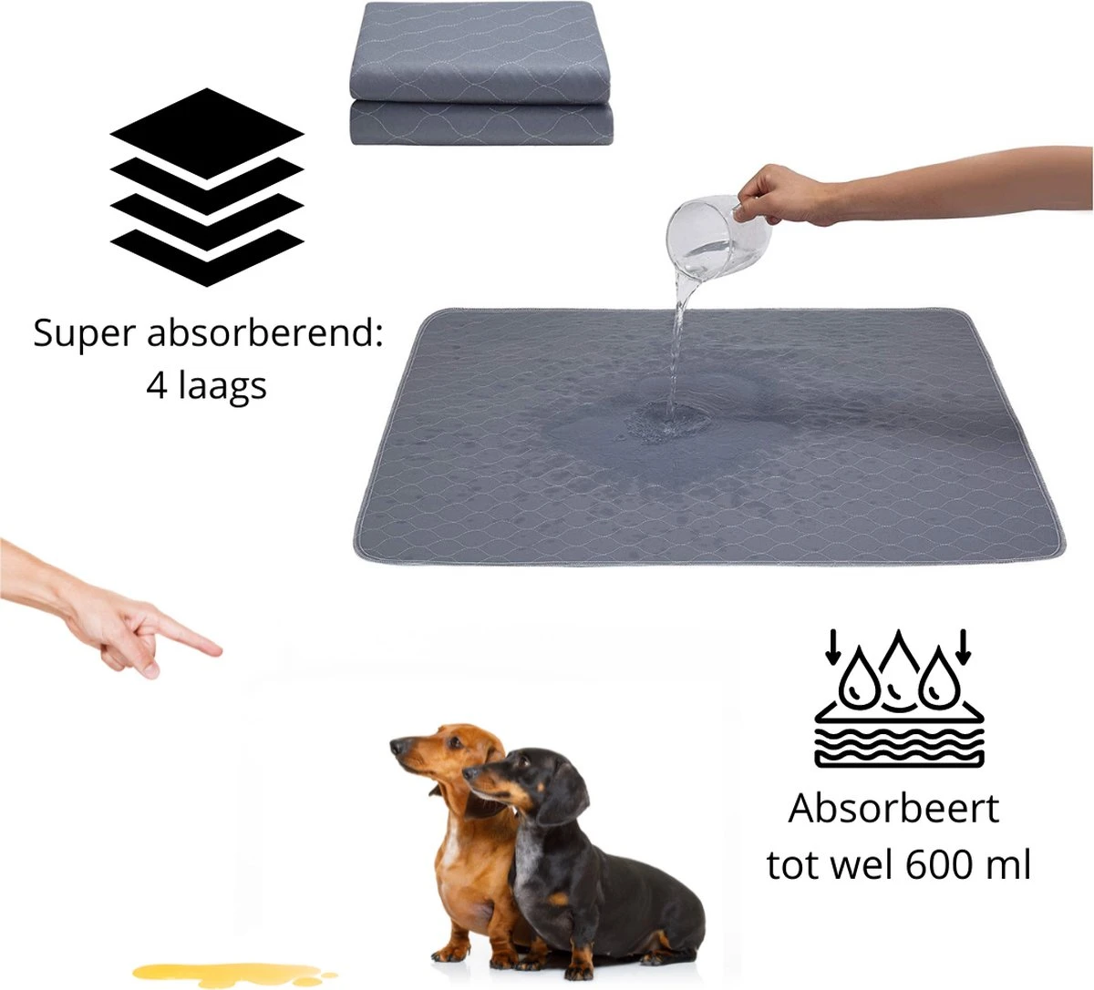 Sharon B - Puppy Training Pad - Plasmat - Beige Met Botjesprint - 80x90 Cm - Hondentoilet - Herbruikbaar - Wasbaar 7 Sharon B - Puppy Training Pad - Plasmat - Beige Met Botjesprint - 80x90 Cm - Hondentoilet - Herbruikbaar - Wasbaar - Afbeelding 5