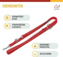 Happilax Dog Leash 2m Adjustable - Red / Reflective - 3-Step Adjustable Leash - Double Leash, Tug Leash - Geschikt Als Hondenriem Voor Grote Honden Of Als Sleepriem Voor Kleine Honden. -Dieren Benodigdheden Winkel 1200x1103 3