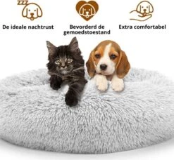 RK® Donut Hondenmand - Zacht Pluche Hondenmand - Hondenbed - 70cm - Hondenkussen - Kattenmand - Grijs Grey -Dieren Benodigdheden Winkel 1200x1106