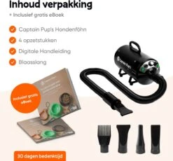 Captain Pup's Professionele Hondenföhn Met 4 Opzetstukken - Bijgeleverde Hondenborstel - Waterblazer Voor Honden - Zwart -Dieren Benodigdheden Winkel 1200x1116 2