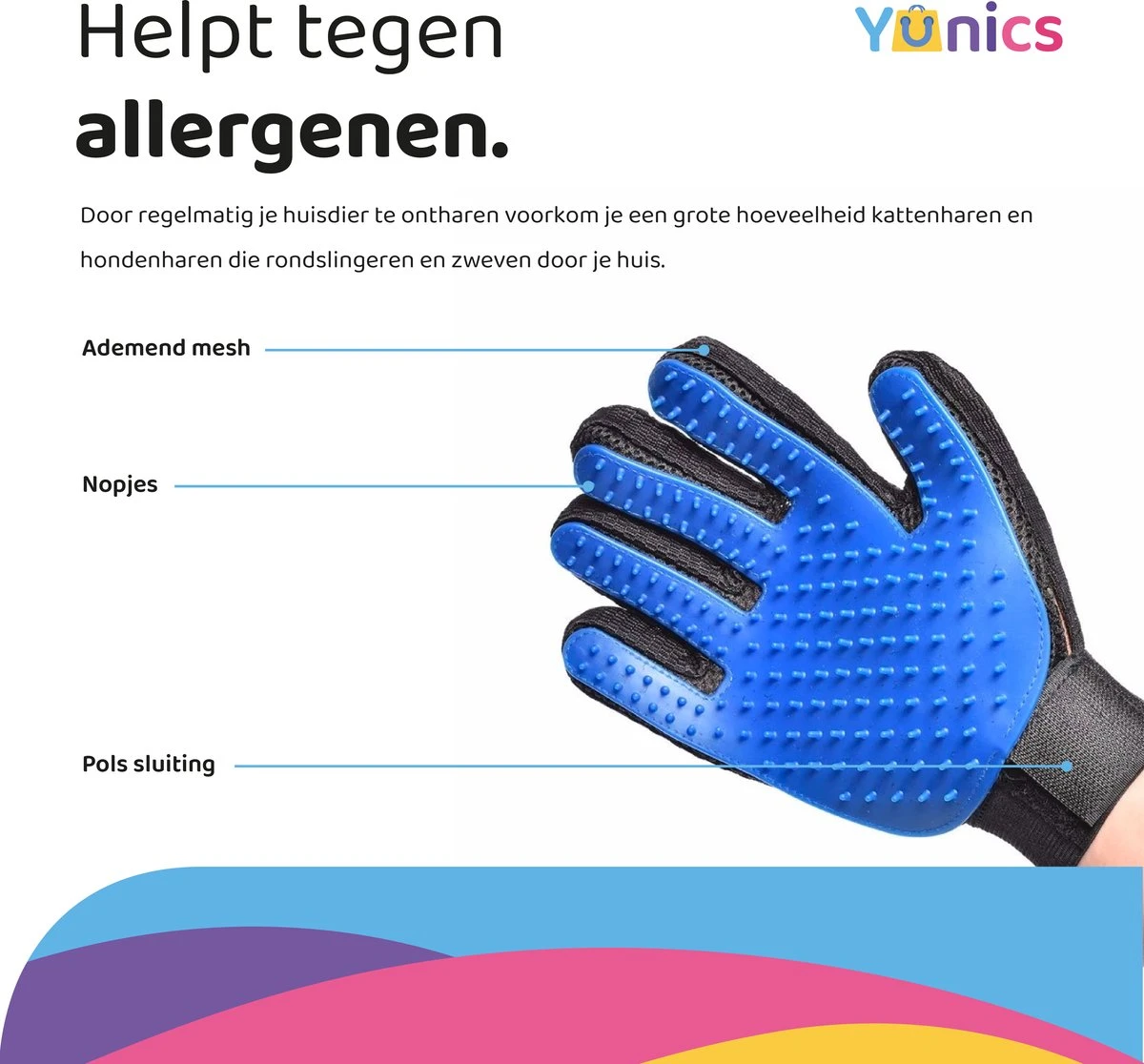YUNICS® Dieren Handschoen - Haarverwijderaar Voor Huisdieren - Kattenborstel - Hondenborstel - Hondenkam - Kattenhaarverwijderaar - Blauw 4 YUNICS® Dieren Handschoen - Haarverwijderaar Voor Huisdieren - Kattenborstel - Hondenborstel - Hondenkam - Kattenhaarverwijderaar - Blauw - Afbeelding 2