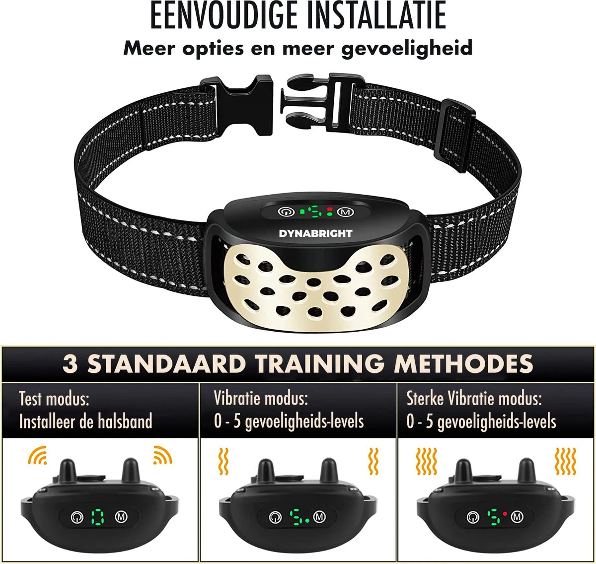 DynaBright Anti Blafband Voor Honden - 3-70KG - Diervriendelijk - Zonder Schok - Vibratie En Audio - Anti Blaf Band 4 DynaBright Anti Blafband Voor Honden - 3-70KG - Diervriendelijk - Zonder Schok - Vibratie En Audio - Anti Blaf Band - Afbeelding 3