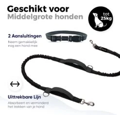 Canicross Looplijn Hond Met Heupriem Voor Hardlopen - Elastische Handsfree Hondenriem - Honden Trainingslijn - 150/210cm - Zwart -Dieren Benodigdheden Winkel 1200x1140 8