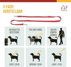 Happilax Dog Leash 2m Adjustable - Red / Reflective - 3-Step Adjustable Leash - Double Leash, Tug Leash - Geschikt Als Hondenriem Voor Grote Honden Of Als Sleepriem Voor Kleine Honden. -Dieren Benodigdheden Winkel 1200x1142 6