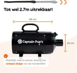 Captain Pup's Professionele Hondenföhn Met 4 Opzetstukken - Bijgeleverde Hondenborstel - Waterblazer Voor Honden - Zwart -Dieren Benodigdheden Winkel 1200x1145 4