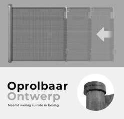 Château Animaux® - Tot 180cm Breed Traphekje Oprolbaar Hond - Stijlvolle Oplossing - Dieren Hek - Honden Hek -Dieren Benodigdheden Winkel 1200x1145 8