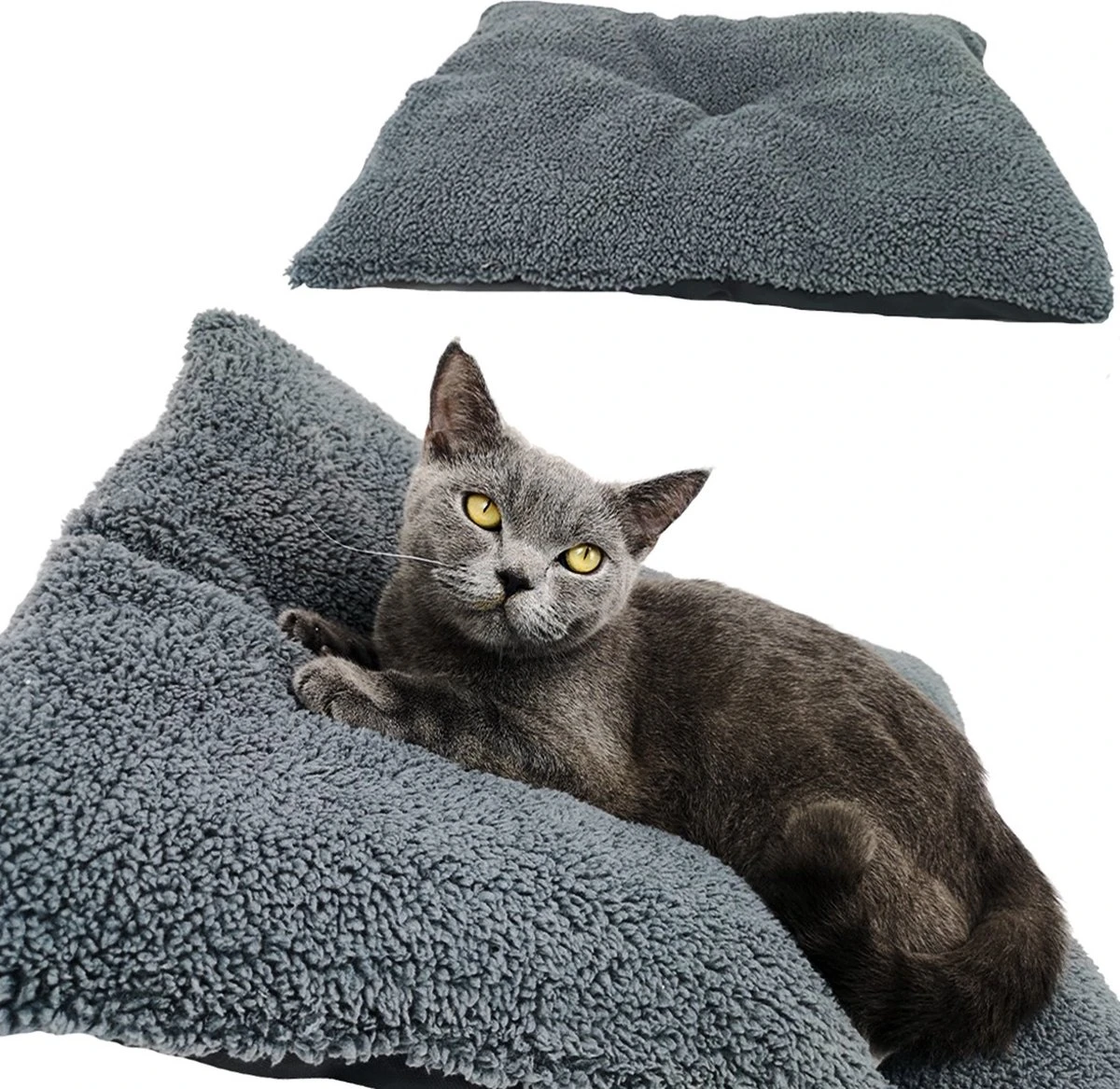 Pochon Pet - Hondenkussen - 70 X 50 Cm - Donkergrijs - Pluche - L 6 Pochon Pet - Hondenkussen - 70 X 50 Cm - Donkergrijs - Pluche - L - Afbeelding 4