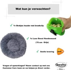 Hondenmand Donut – 70 Cm - Honden Mand – Pluche – Fluffy – Extra Zacht - Kattenmand - Hondenkussen – Kattenkussen – Bed - Wasbaar Met Rits – Hondenmanden – Rond – Bank – Grijs - Qwality -Dieren Benodigdheden Winkel 1200x1181