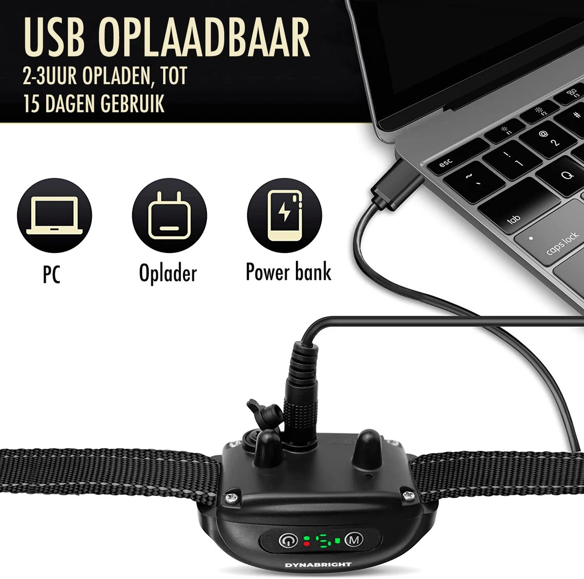 DynaBright Anti Blafband Voor Honden - 3-70KG - Diervriendelijk - Zonder Schok - Vibratie En Audio - Anti Blaf Band 5 DynaBright Anti Blafband Voor Honden - 3-70KG - Diervriendelijk - Zonder Schok - Vibratie En Audio - Anti Blaf Band - Afbeelding 4