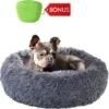 Hondenmand Donut – 70 Cm - Honden Mand – Pluche – Fluffy – Extra Zacht - Kattenmand - Hondenkussen – Kattenkussen – Bed - Wasbaar Met Rits – Hondenmanden – Rond – Bank – Grijs - Qwality -Dieren Benodigdheden Winkel 1200x1192
