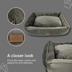 Topmast Soft Velours - Hondenmand - 75 X 58 Cm - L - Grijs - Hondenbed - Hondenkussen - Luxe Hondenmanden - Machinewasbaar Binnenkussen -Dieren Benodigdheden Winkel 1200x1200 10