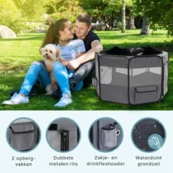 Puppyren - Hondenren - Opvouwbaar - Ook Geschikt Voor Katten En Knaagdieren - Maat M - Grijs - (ØxH) 91x52 Cm -Dieren Benodigdheden Winkel 1200x1200 1033