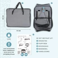 Puppyren - Hondenren - Opvouwbaar - Ook Geschikt Voor Katten En Knaagdieren - Maat M - Grijs - (ØxH) 91x52 Cm -Dieren Benodigdheden Winkel 1200x1200 1037