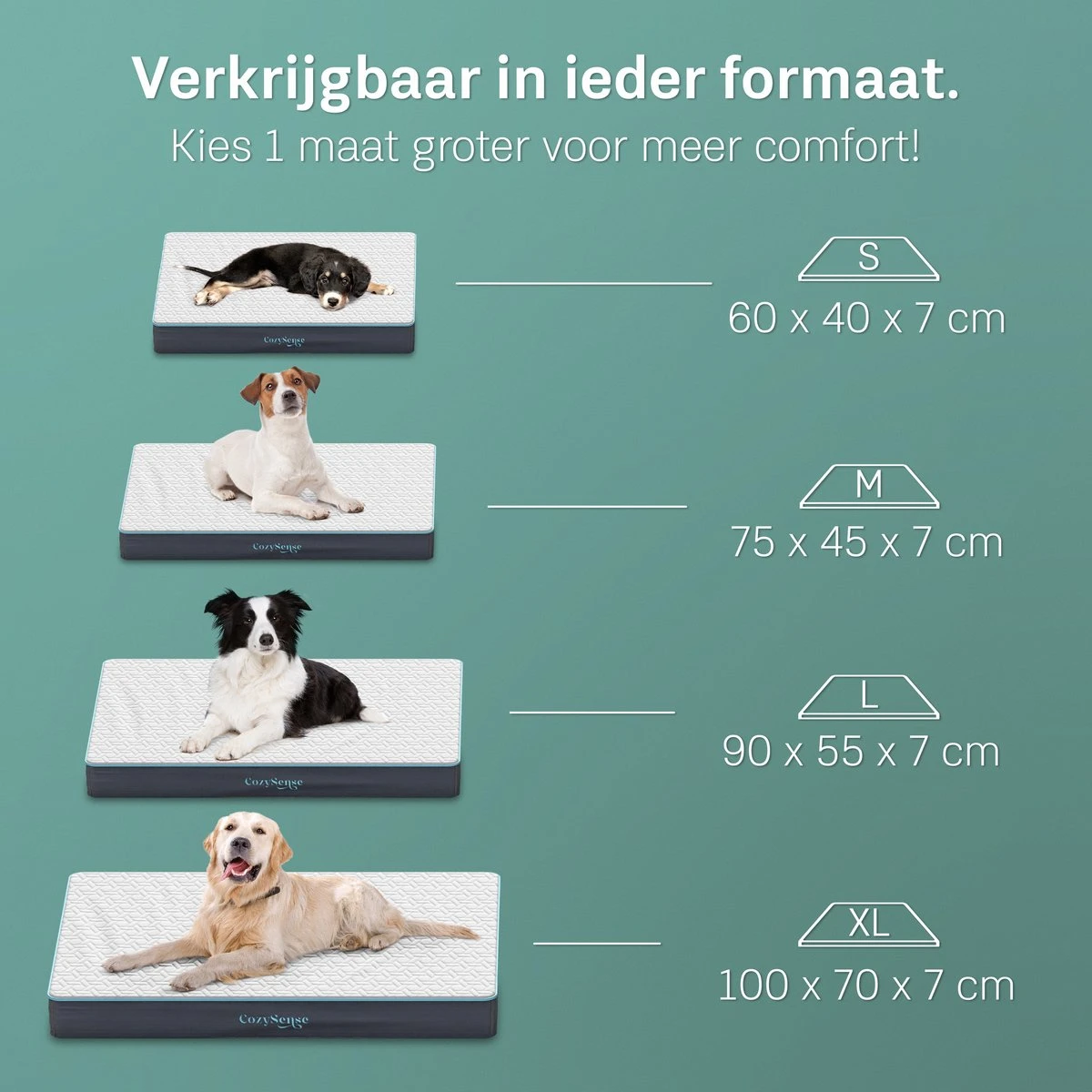 CozySense® - Orthopedisch Hondenkussen - Hondenkussen 100 X 70 Cm - Geschikt Als Benchkussen & Hondenbed - Hondenkussen Bank - Traagschuim - Waterdicht - Wasbare Hoes - Maat XL 4 CozySense® - Orthopedisch Hondenkussen - Hondenkussen 100 X 70 Cm - Geschikt Als Benchkussen & Hondenbed - Hondenkussen Bank - Traagschuim - Waterdicht - Wasbare Hoes - Maat XL - Afbeelding 2