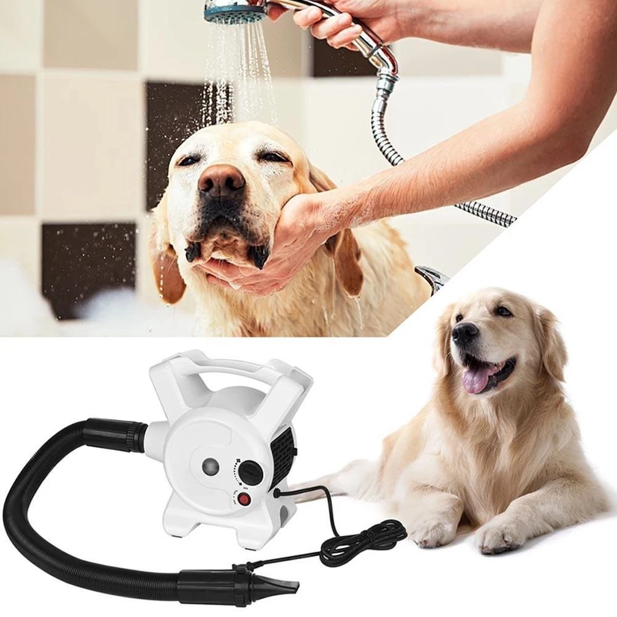 Hondenfohn - Waterblazer Met Draaiknop - 2400W Vermogen Met Warme En Koude Stand - Wit 9 Hondenfohn - Waterblazer Met Draaiknop - 2400W Vermogen Met Warme En Koude Stand - Wit - Afbeelding 7