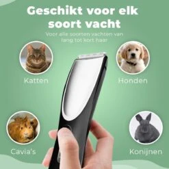Essential Goods Professionele Hondentondeuse – Hondentrimmer - Draadloos – Opzet Kammen – Dik/Dunne Vacht - Honden/Katten - Zwart/Zilver -Dieren Benodigdheden Winkel 1200x1200 514