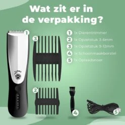 Essential Goods Professionele Hondentondeuse – Hondentrimmer - Draadloos – Opzet Kammen – Dik/Dunne Vacht - Honden/Katten - Zwart/Zilver -Dieren Benodigdheden Winkel 1200x1200 517