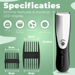 Essential Goods Professionele Hondentondeuse – Hondentrimmer - Draadloos – Opzet Kammen – Dik/Dunne Vacht - Honden/Katten - Zwart/Zilver -Dieren Benodigdheden Winkel 1200x1200 518