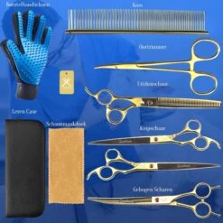 Scharenset Hond - 8-Delige Scharenset - Hondenschaar - Trimset - Trimschaar Voor Honden - Huisdier Knipset - Effileerschaar Hond - Goud -Dieren Benodigdheden Winkel 1200x1200 568