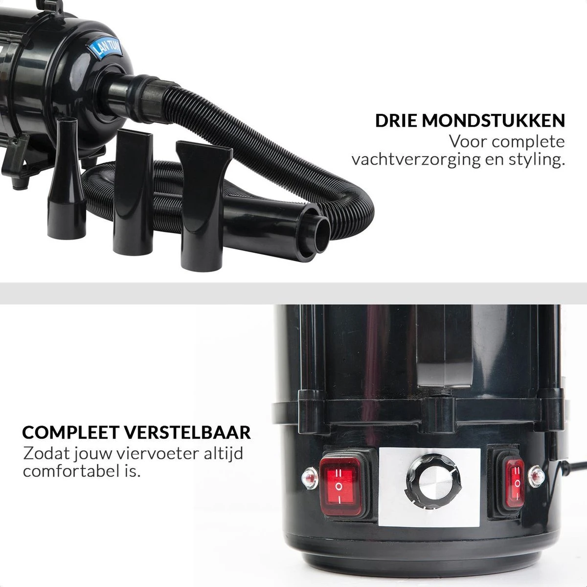 Hondenföhn/Waterblazer - Verstelbare Vermogen Standen (500W Tot 2400W) En Verstelbare Temperatuur - Zwart 9 Hondenföhn/Waterblazer - Verstelbare Vermogen Standen (500W Tot 2400W) En Verstelbare Temperatuur - Zwart - Afbeelding 7