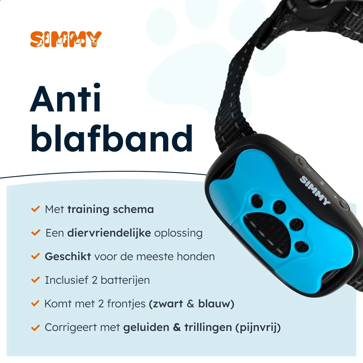 Simmy Anti Blafband - Diervriendelijke Opvoedingshalsband - Zwart En Blauw - Diervriendelijk - Zonder Schok - Anti Blaf Band Voor Grote En Kleine Honden 6 Simmy Anti Blafband - Diervriendelijke Opvoedingshalsband - Zwart En Blauw - Diervriendelijk - Zonder Schok - Anti Blaf Band Voor Grote En Kleine Honden - Afbeelding 4