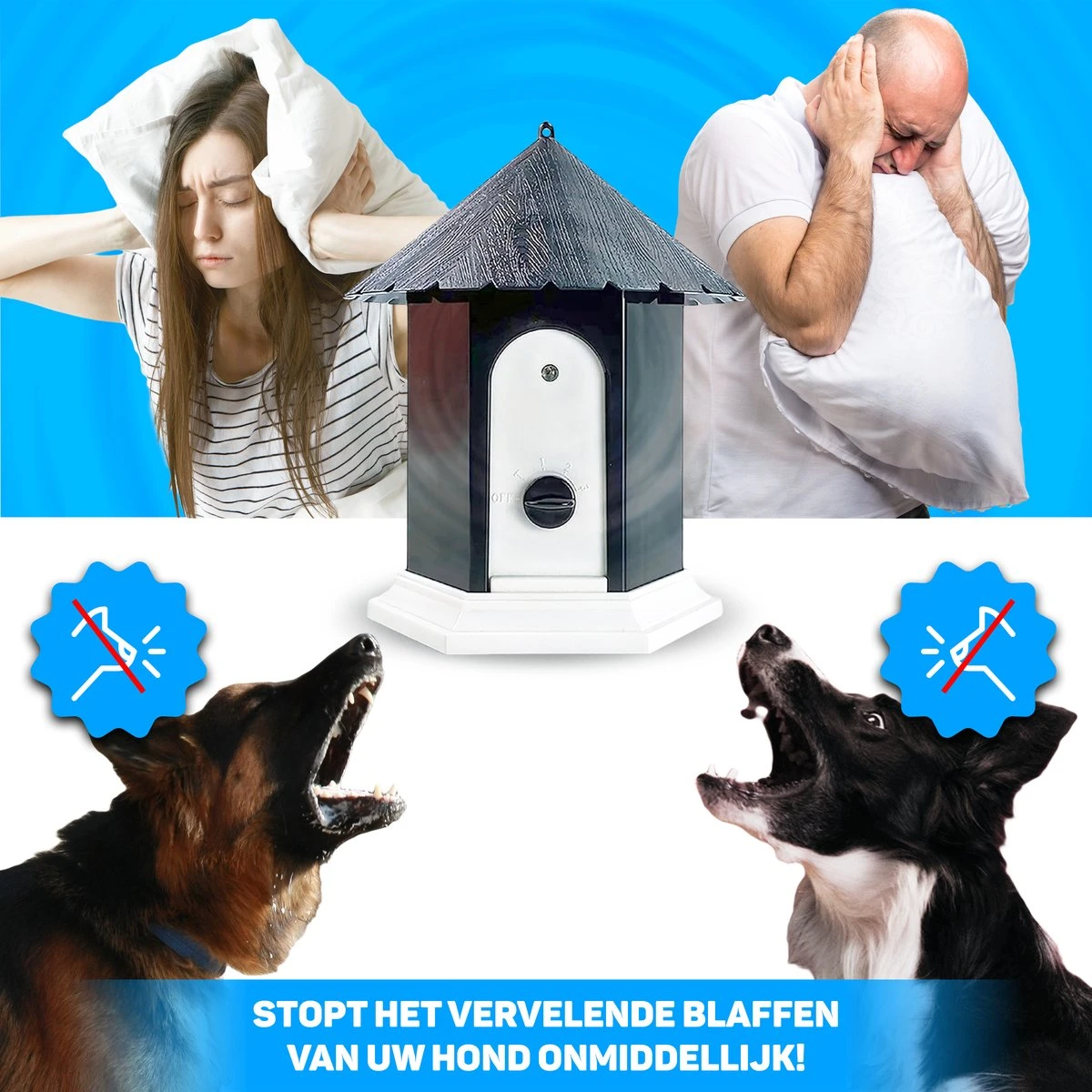 Vulpes Pets® Anti Blaf Apparaat Pro - Anti Blafband Voor Alle Honden - Luxe Hondentrainer - Diervriendelijk & Zonder Schok - Inclusief 9V Batterij - Waterbestendig - Ophangbaar - Instelbare Ultrasone Niveauregeling - 4 Standen 6 Vulpes Pets® Anti Blaf Apparaat Pro - Anti Blafband Voor Alle Honden - Luxe Hondentrainer - Diervriendelijk & Zonder Schok - Inclusief 9V Batterij - Waterbestendig - Ophangbaar - Instelbare Ultrasone Niveauregeling - 4 Standen - Afbeelding 4