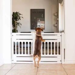 Iris Ohyama Huisdier Bariere PBR-600 - Kunststof - Wit/Beige - Uitschuifbaar -Dieren Benodigdheden Winkel 1200x1200 980