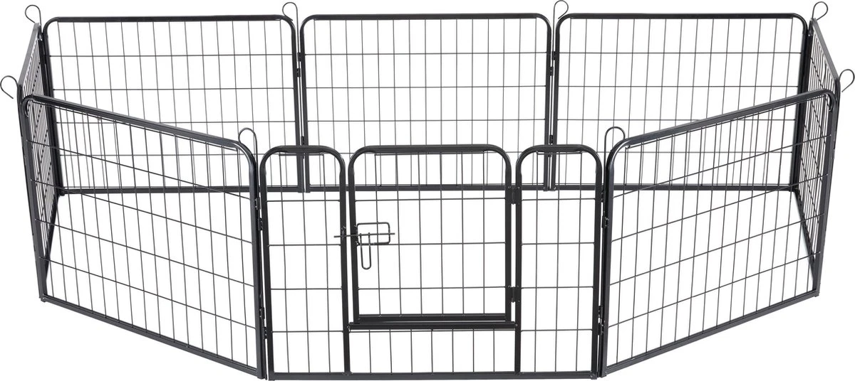ACAZA Hondenren In 8 Panelen - Hondenkennel - Met Deur - 60 Cm Hoogte - Zwart 7 ACAZA Hondenren In 8 Panelen - Hondenkennel - Met Deur - 60 Cm Hoogte - Zwart - Afbeelding 5