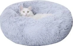 Donut Hondenmand - Zacht Pluche Hondenmanden - Antislip - Fluffy En Rond Donutmand - 100cm - Lichtgrijs -Dieren Benodigdheden Winkel 1200x765