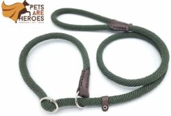 Sliplijn Met Stop - 1.2 Meter - Groen - Verstevigd - Roestvrij Staal - Verstelbaar - Hondenriem - Trainingslijn Voor Honden - Touw - Touwlijn - Lijn - Made In Portugal