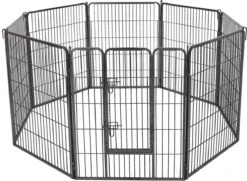 MaxxPet Puppyren - Hondenbench - Hondenren- Puppyren Met 8 Kennelpanelen - Staal -80 X 100 Cm Ø 210 Cm -Dieren Benodigdheden Winkel 1200x879