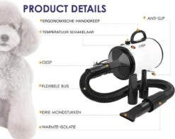 Forgoods Professionele Hondenfohn - Waterblazer Voor Honden - Hondenfohn Met 4 Opzetstukken - 2800W Verstelbaar Vermogen - Roze -Dieren Benodigdheden Winkel 1200x954