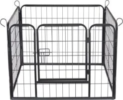ACAZA Hondenren In 4 Panelen - Hondenkennel - Met Deur - 60 Cm Hoog - Zwart -Dieren Benodigdheden Winkel 1200x973 2