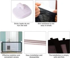 Merkloos ACE Pets – Oprolbaar Hondenrek Voor Binnen - Traphekje Hond Zonder Boren - Veiligheidshek Deurhekje - 180 X 72 Cm - Zwart -Dieren Benodigdheden Winkel 1200x992 3