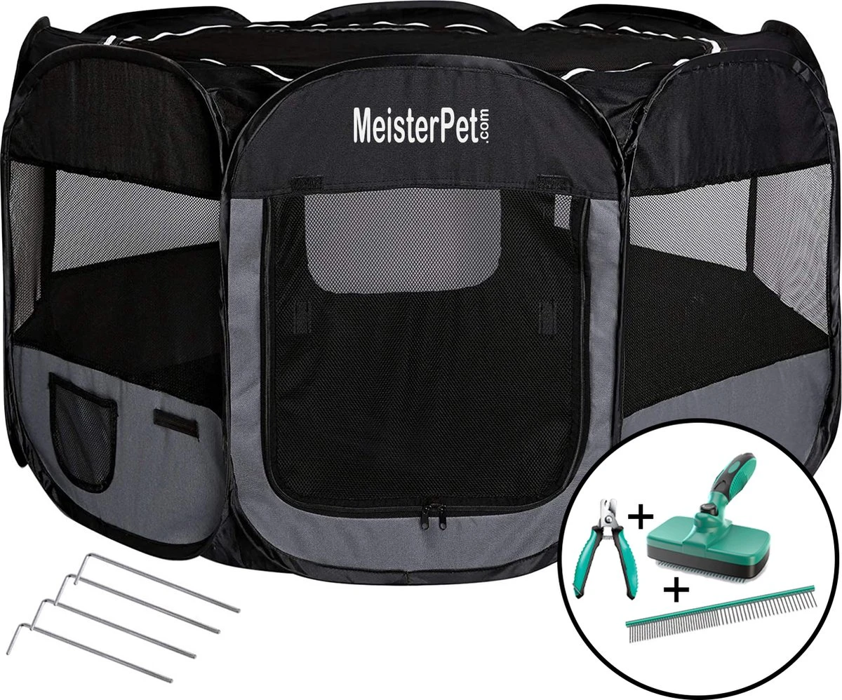 Meisterpet - XXL Opvouwbare Puppyren - 130 X 130 X 60 Cm - Met Gratis Dieren Verzorging Set T.w.v. €19.99 3 Meisterpet - XXL Opvouwbare Puppyren - 130 X 130 X 60 Cm - Met Gratis Dieren Verzorging Set T.w.v. €19.99