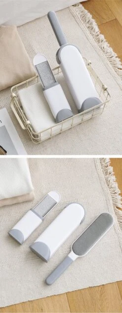 IGOODS - Pet Hair Remover - Hond & Kat Roller Brush - Dubbelzijdig Bont Ontharingsgereedschap Met Zelfreinigende Basis - Reismaatborstel - Voor Kleding - Bank - Tapijt - Autostoel GRIJS -Dieren Benodigdheden Winkel 469x1200