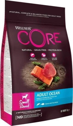 Wellness Core Grain Free Dog Small Breed Adult Ocean - Hondenvoer - Zalm Tonijn 5 Kg -Dieren Benodigdheden Winkel 696x1200