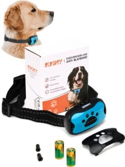 Simmy Anti Blafband - Diervriendelijke Opvoedingshalsband - Zwart En Blauw - Diervriendelijk - Zonder Schok - Anti Blaf Band Voor Grote En Kleine Honden